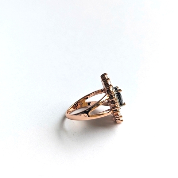 Henri Bendel Onyx Style Sunburst Halo CZ Baguette Art Deco Rose Gold Ring- sz 6½ - Picture 6 of 9